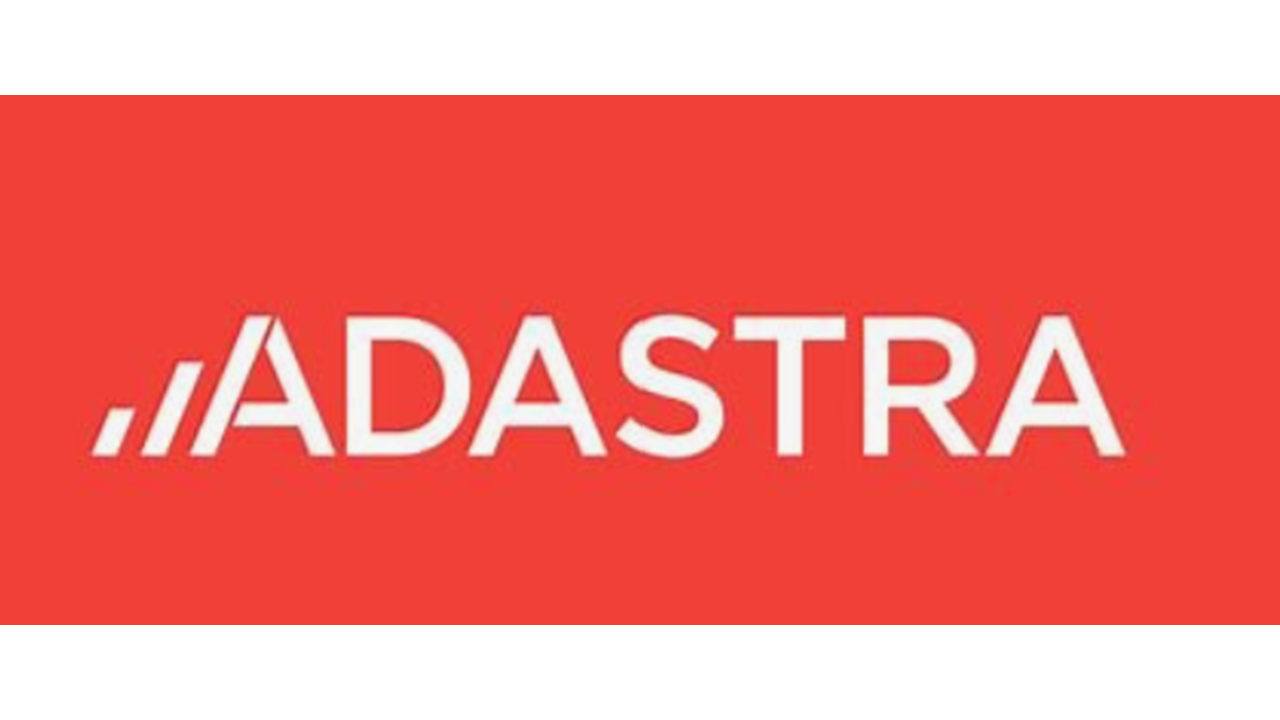 adastra white logo on red background