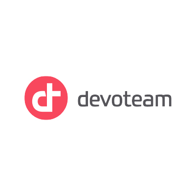 Devoteam black logo on white background 