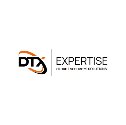 DTX black logo on white background